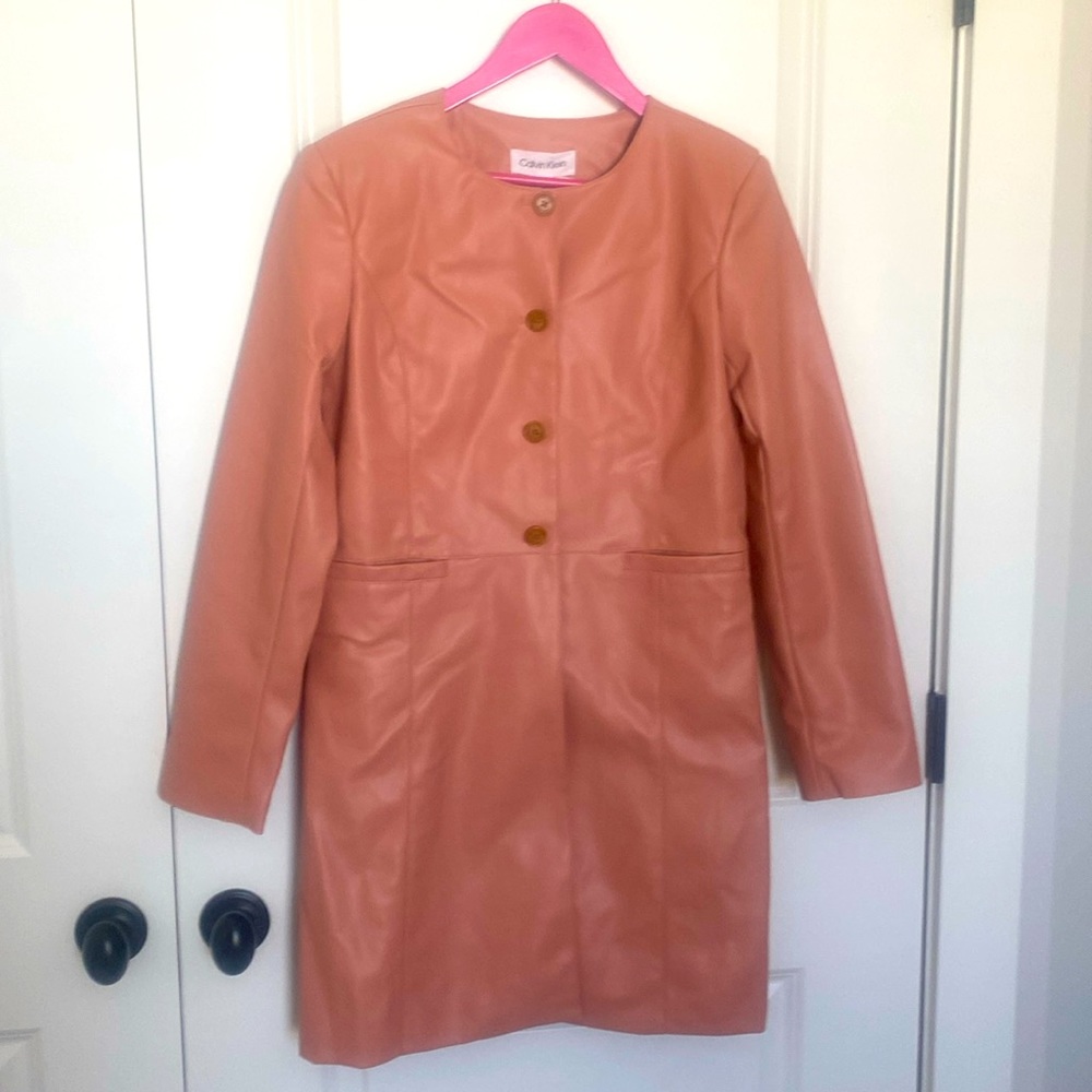Calvin Klein NWT  Faux Leather Jacket‎ Pink